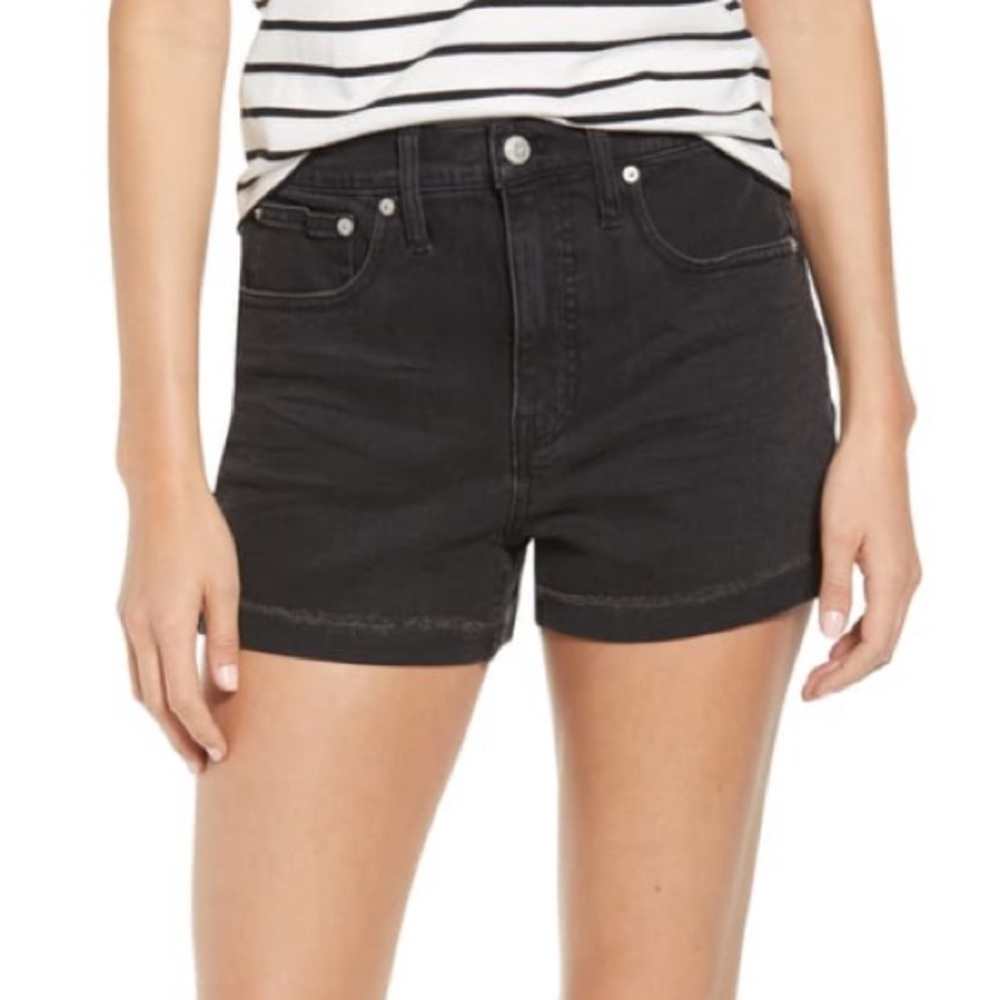 Madewell high rise black denim shorts